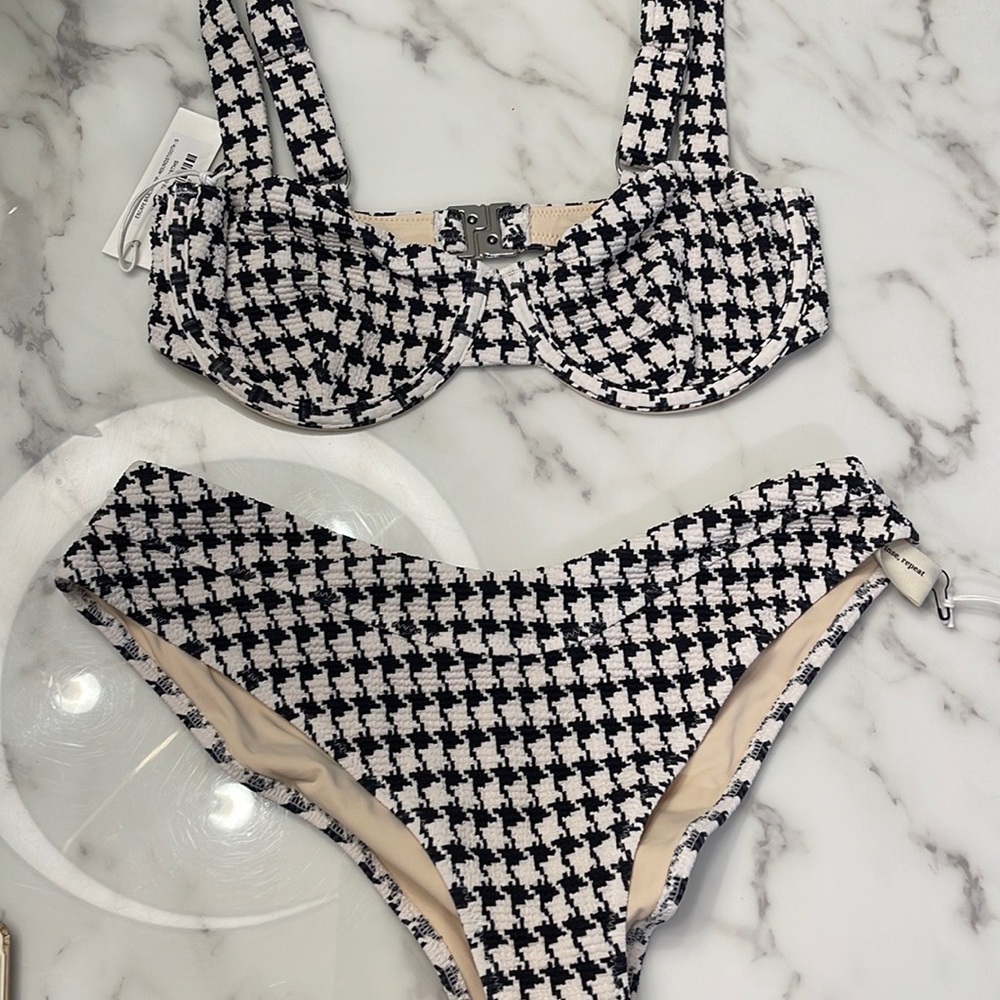 NWT Wanderlust Escape Houndstooth Bikini Set Small S